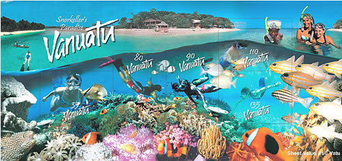 Frimrker fra Vanuatu med dykkermotiver