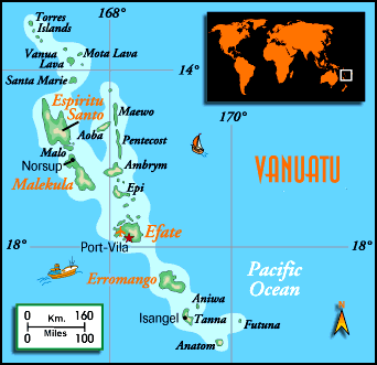 Kort over staten Vanuatu - Klik for at lse mere om Vanuatu